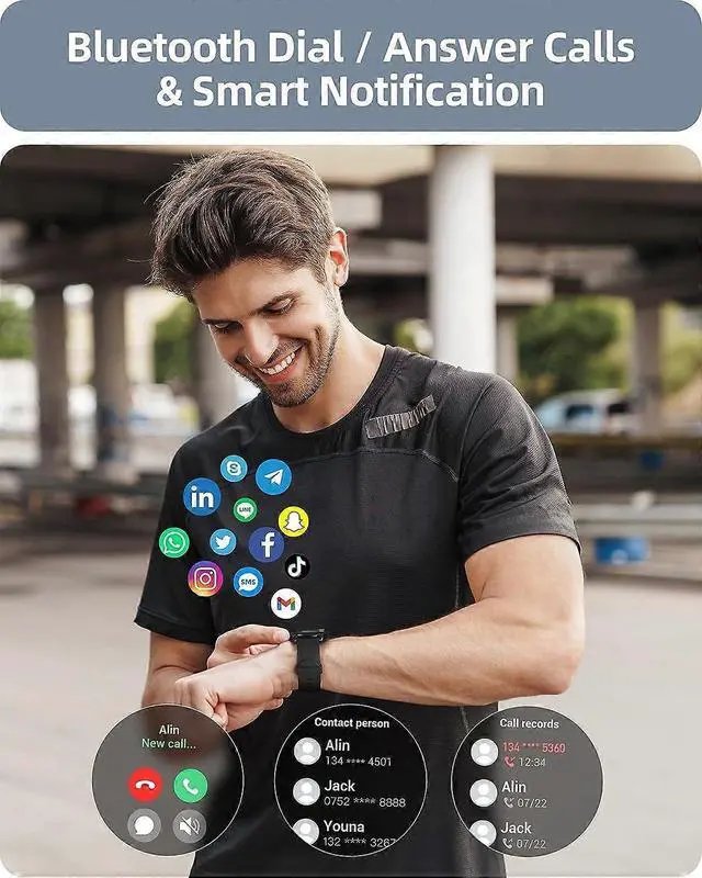 Alt view image 2 of 5 - Ecocleanpath Fitomo Smart Watch: Bluetooth Calls, 100+ Sports Modes, Heart Rate & Sleep Tracker, IP68 Waterproof