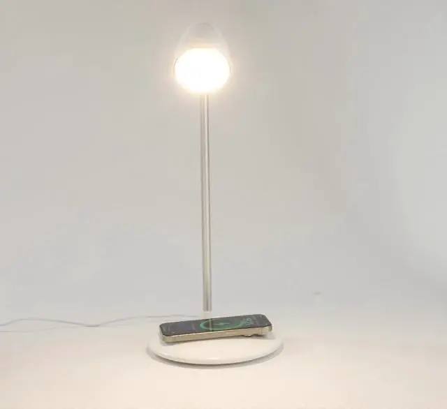 Alt view image 2 of 5 - Ecocleanpath Wireless Charging Desk Lamp, 3-Level Dimmable Touch LED Bedside Light with Fast 15W Qi Charger