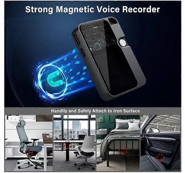 Alt view image 4 of 5 - Ecocleanpath 32GB Magnetic Voice Recorder with 1536kbps HD Audio, 45H Battery for iPhone/Android/PC (Black)