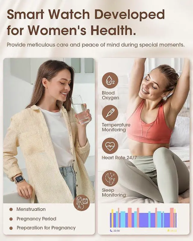 Alt view image 5 of 5 - Ecocleanpath 1.91" Smart Watch for Women: Blood Pressure/Heart Rate Monitor, 120 Sports Modes, Bluetooth 5.3, IP68 Waterproof