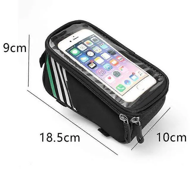 Alt view image 2 of 5 - Ecocleanpath Touch Screen Bike Phone Bag - Waterproof Frame Mount, Headphone Jack & Storage (Black)