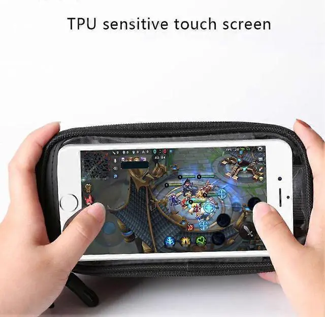 Alt view image 4 of 5 - Ecocleanpath Touch Screen Bike Phone Bag - Waterproof Frame Mount, Headphone Jack & Storage (Black)