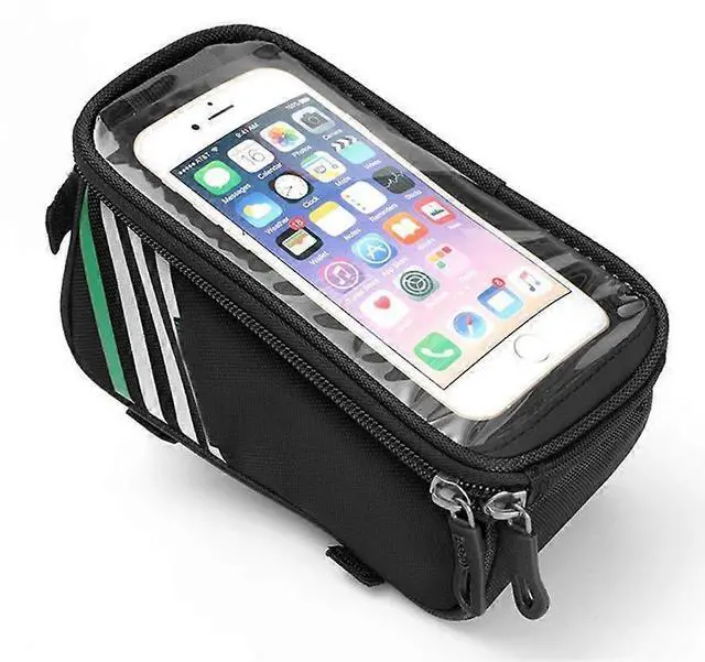 Main image of Ecocleanpath Touch Screen Bike Phone Bag - Waterproof Frame Mount, Headphone Jack & Storage (Black)