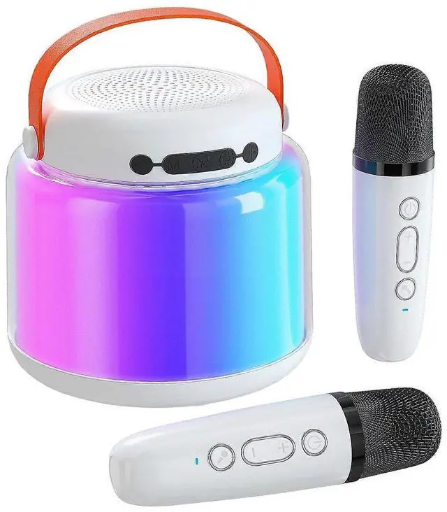 Main image of Ecocleanpath White Kids Karaoke Machine with 2 Wireless Mics, Portable Bluetooth Speaker & Light Show for Ages 4-12