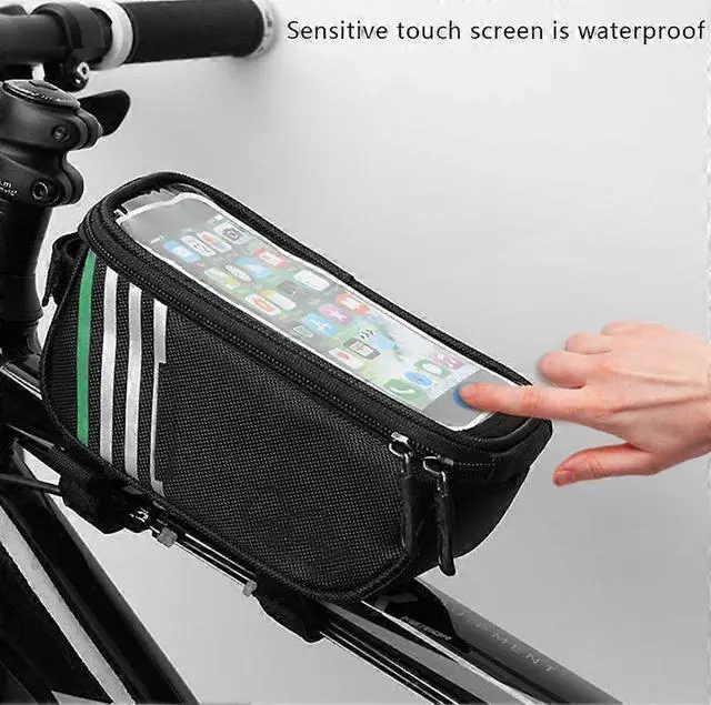 Alt view image 5 of 5 - Ecocleanpath Touch Screen Bike Phone Bag - Waterproof Frame Mount, Headphone Jack & Storage (Black)
