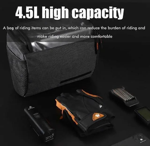 Alt view image 5 of 5 - Ecocleanpath 4.5L Bike Handlebar Bag with Thermal Insulation & Touch Screen - Waterproof Cycling Phone Pack (Black)