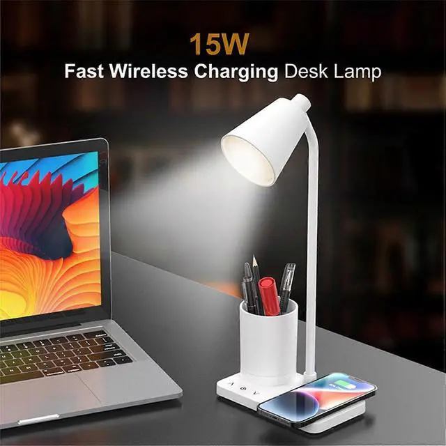Alt view image 4 of 5 - Ecocleanpath White LED Desk Lamp with 4 Modes, USB Powered Eye-Care Reading Light for Home Office