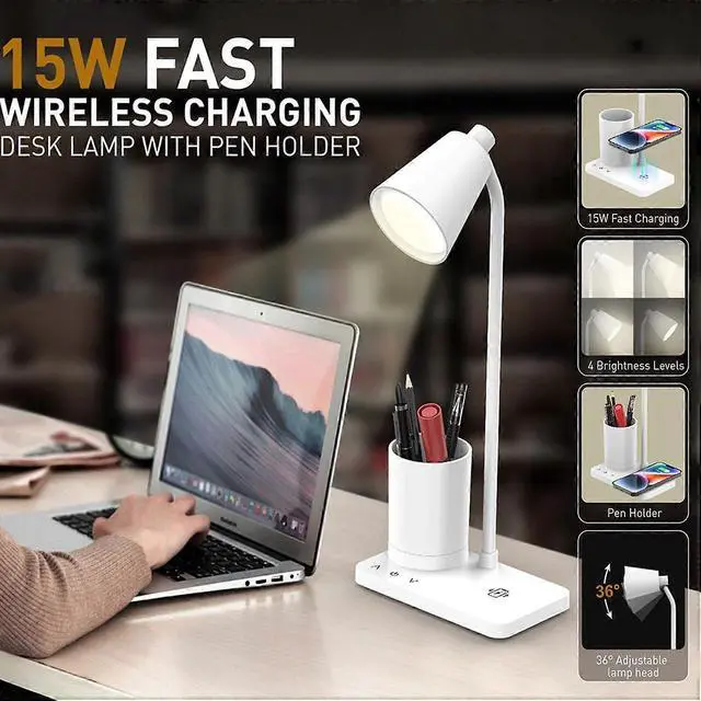 Alt view image 5 of 5 - Ecocleanpath White LED Desk Lamp with 4 Modes, USB Powered Eye-Care Reading Light for Home Office