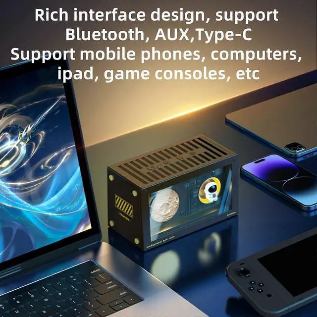 Alt view image 2 of 5 - Ecocleanpath Astronaut Bluetooth Speaker with Bass & Lights - Mini Gift for Girls & Kids (Black)