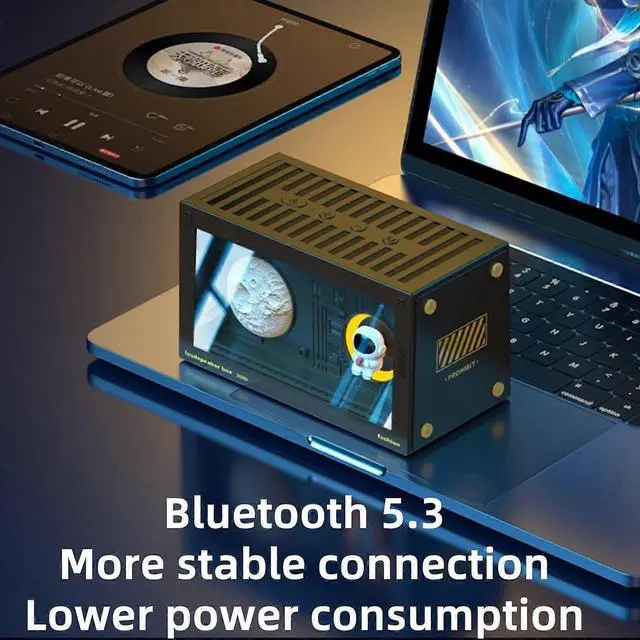 Alt view image 5 of 5 - Ecocleanpath Astronaut Bluetooth Speaker with Bass & Lights - Mini Gift for Girls & Kids (Black)