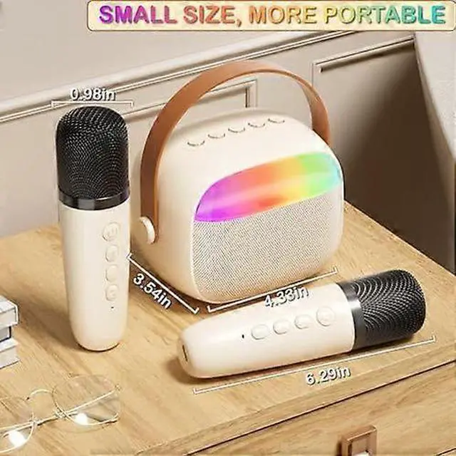 Alt view image 2 of 5 - Ecocleanpath Pink Mini Karaoke Machine with 2 Wireless Mics & LED Lights | Bluetooth Speaker for Kids & Adults