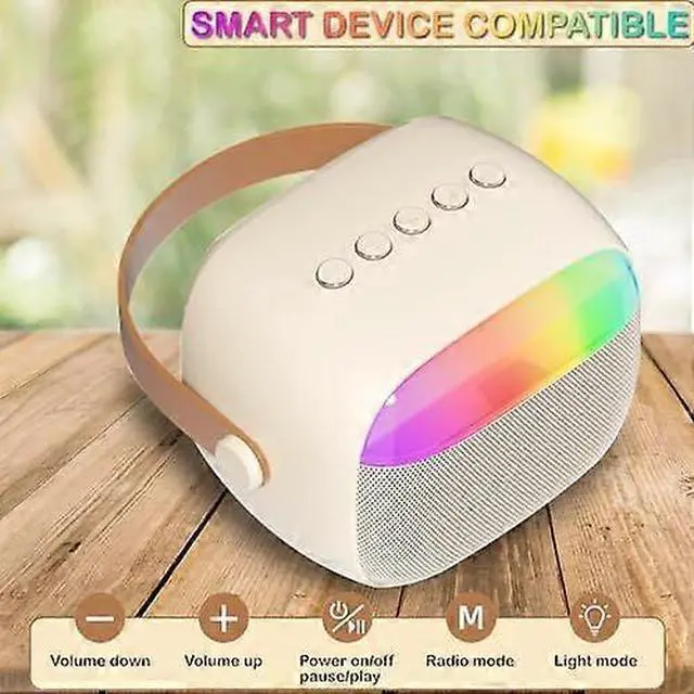 Alt view image 4 of 5 - Ecocleanpath Pink Mini Karaoke Machine with 2 Wireless Mics & LED Lights | Bluetooth Speaker for Kids & Adults