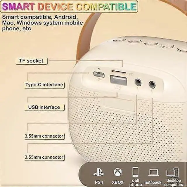 Alt view image 5 of 5 - Ecocleanpath Pink Mini Karaoke Machine with 2 Wireless Mics & LED Lights | Bluetooth Speaker for Kids & Adults