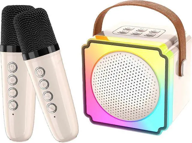 Main image of Ecocleanpath Beige Kids Karaoke Machine with 2 Wireless Mics, Bluetooth Speaker Toy for Ages 4-12, Portable Party Fun