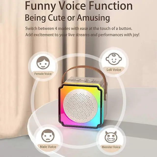 Alt view image 3 of 5 - Ecocleanpath Beige Kids Karaoke Machine with 2 Wireless Mics, Bluetooth Speaker Toy for Ages 4-12, Portable Party Fun