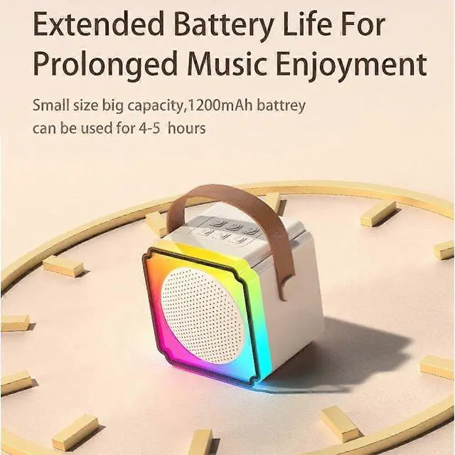 Alt view image 4 of 5 - Ecocleanpath Beige Kids Karaoke Machine with 2 Wireless Mics, Bluetooth Speaker Toy for Ages 4-12, Portable Party Fun