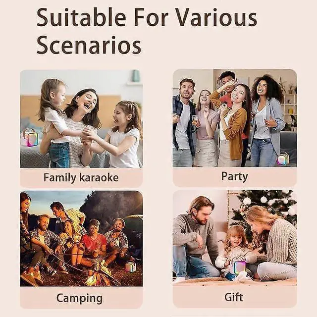 Alt view image 5 of 5 - Ecocleanpath Beige Kids Karaoke Machine with 2 Wireless Mics, Bluetooth Speaker Toy for Ages 4-12, Portable Party Fun