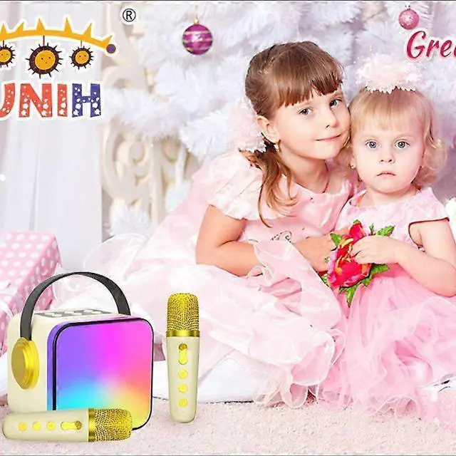 Alt view image 5 of 5 - Ecocleanpath Pink Kids Mini Karaoke Machine with 2 Wireless Mics, Portable Bluetooth Speaker Toy for Ages 4-12