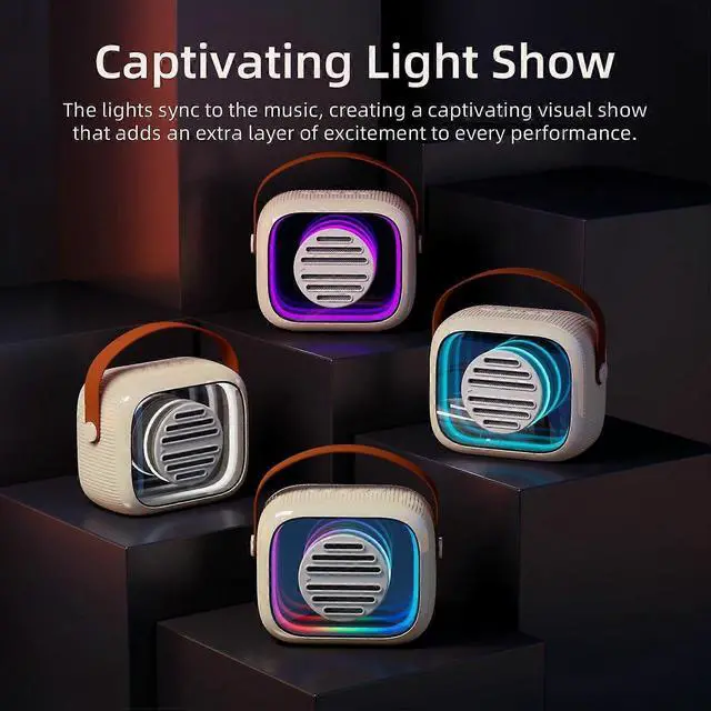 Alt view image 3 of 5 - Ecocleanpath YF93 Kids Mini Karaoke Machine with 2 Wireless Mics, 4 Voice Effects & Light Show - Portable Bluetooth Speaker