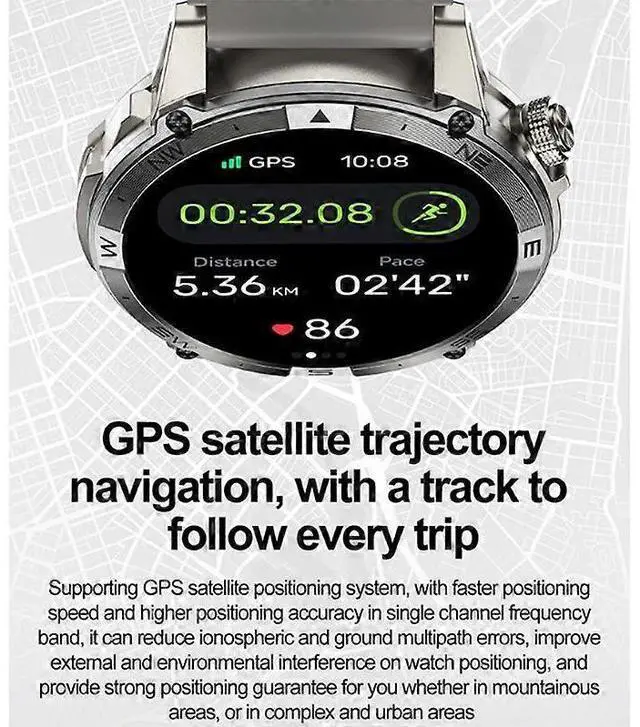 Alt view image 3 of 5 - Ecocleanpath Smartwatch with Heart Rate, GPS, Bluetooth Calling, 1.43" AMOLED, 60+ Sports Modes (Grey)