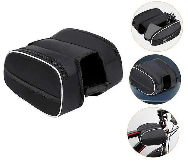 Alt view image 2 of 5 - Ecocleanpath Black Bike Frame Bag | Universal Phone & Tool Storage | Mountain & Road Bicycle Accessories