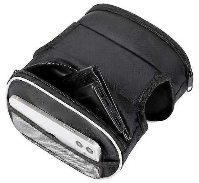 Alt view image 4 of 5 - Ecocleanpath Black Bike Frame Bag | Universal Phone & Tool Storage | Mountain & Road Bicycle Accessories