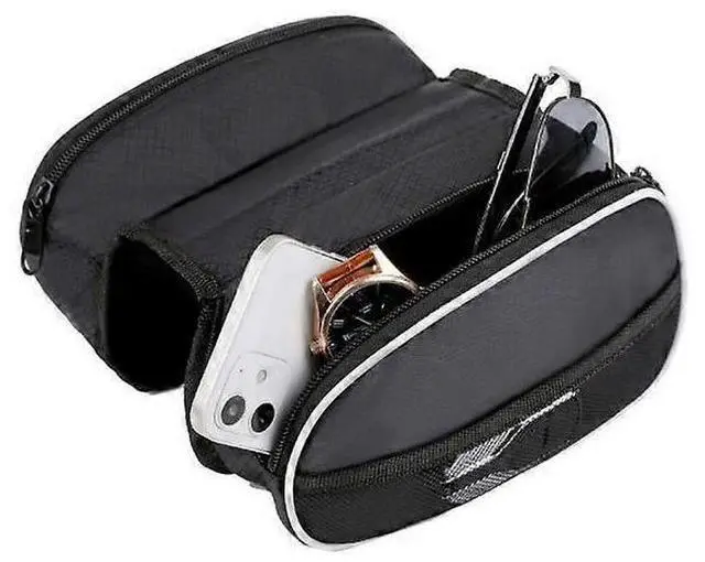 Alt view image 5 of 5 - Ecocleanpath Black Bike Frame Bag | Universal Phone & Tool Storage | Mountain & Road Bicycle Accessories