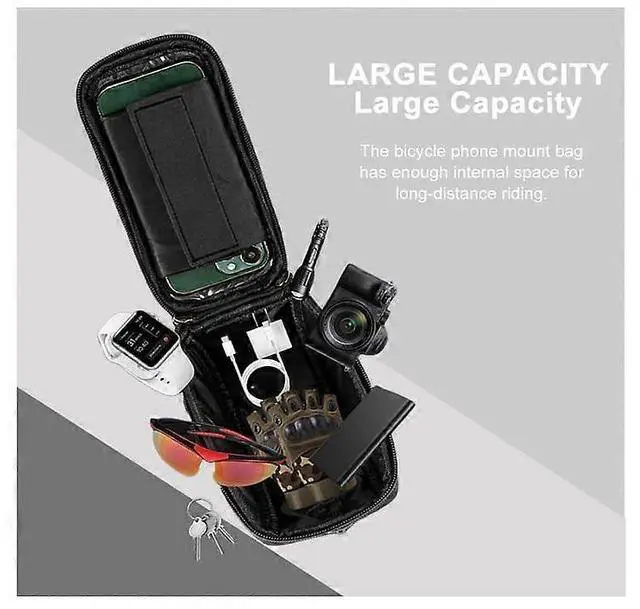 Alt view image 4 of 5 - Ecocleanpath Waterproof Bike Frame Bag with Touchscreen Visor, Large Capacity Storage for Cycling Essentials (Black)