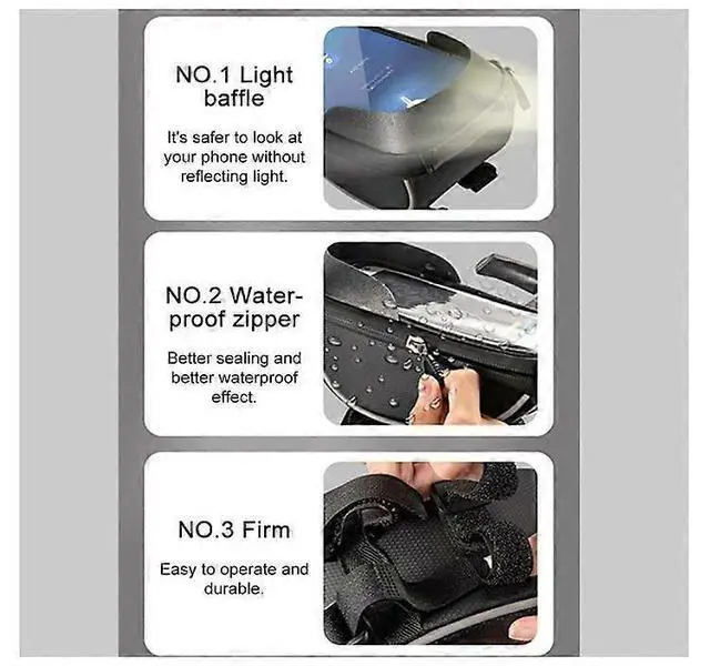 Alt view image 5 of 5 - Ecocleanpath Waterproof Bike Frame Bag with Touchscreen Visor, Large Capacity Storage for Cycling Essentials (Black)