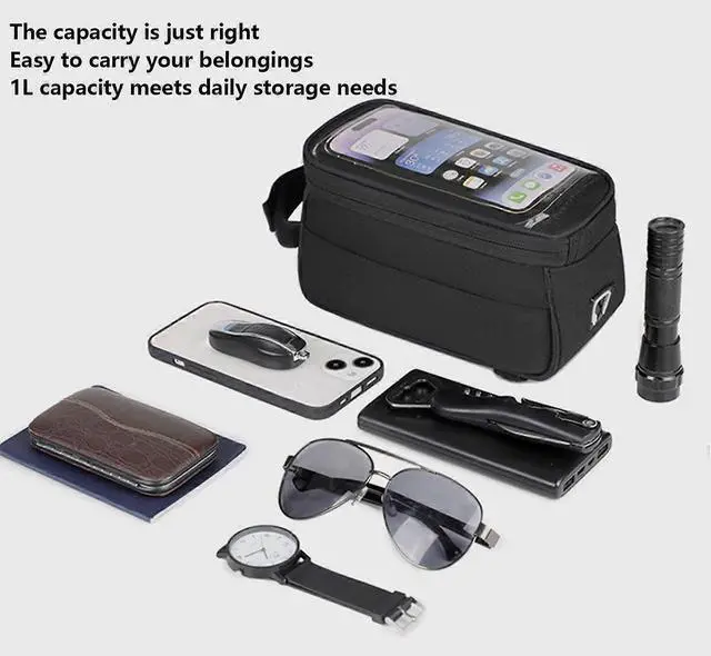 Alt view image 2 of 5 - Ecocleanpath Waterproof Bike Phone Bag with Touch Screen - 1L Top Tube Frame Pouch for Mountain & Road Bikes