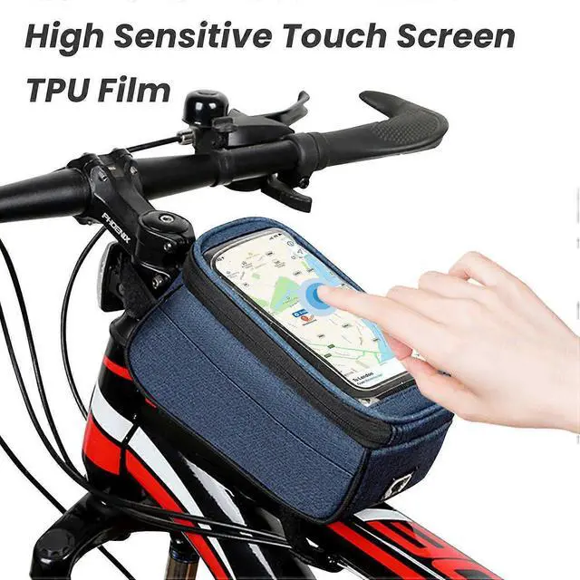 Alt view image 4 of 5 - Ecocleanpath Waterproof Bike Phone Frame Bag | Touchscreen Access, Large Storage, Knee-Friendly Design for Mountain/Road Bicycles