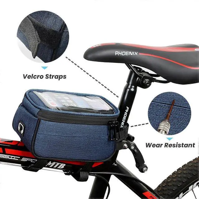Alt view image 5 of 5 - Ecocleanpath Waterproof Bike Phone Frame Bag | Touchscreen Access, Large Storage, Knee-Friendly Design for Mountain/Road Bicycles