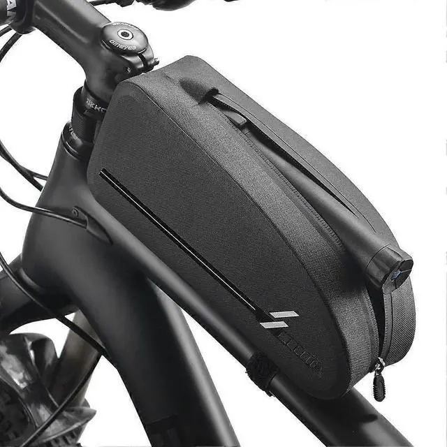 Main image of Ecocleanpath Waterproof Bike Top Tube Bag, Front Frame Phone Mount Pouch for Mountain & Road Bikes (Black)