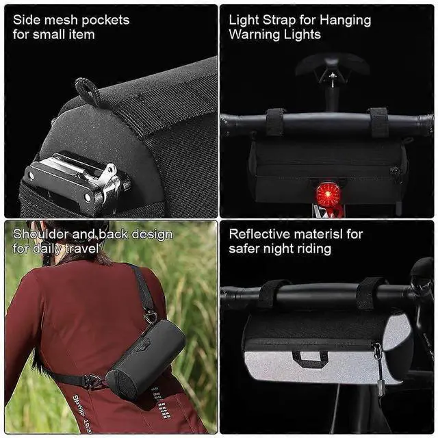 Alt view image 5 of 5 - Ecocleanpath 1L Bike Handlebar Bag with Shoulder Strap & Reflective Area for Mountain/Road/E-Bikes