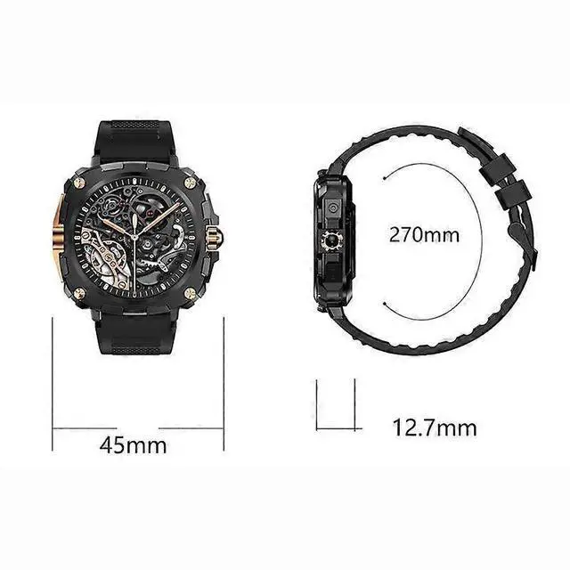 Alt view image 2 of 5 - Ecocleanpath Men's Rugged Smartwatch with AMOLED Display, Heart Rate Monitor & 123 Sports Modes, Waterproof Black