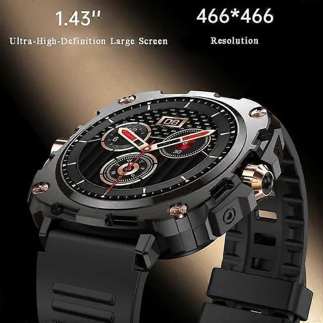 Alt view image 3 of 5 - Ecocleanpath Men's Rugged Smartwatch with AMOLED Display, Heart Rate Monitor & 123 Sports Modes, Waterproof Black