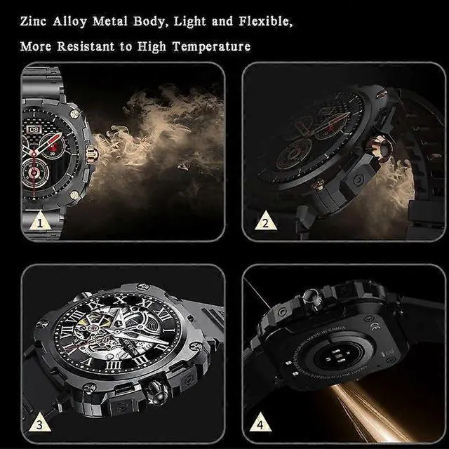 Alt view image 4 of 5 - Ecocleanpath Men's Rugged Smartwatch with AMOLED Display, Heart Rate Monitor & 123 Sports Modes, Waterproof Black