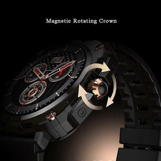 Alt view image 5 of 5 - Ecocleanpath Men's Rugged Smartwatch with AMOLED Display, Heart Rate Monitor & 123 Sports Modes, Waterproof Black