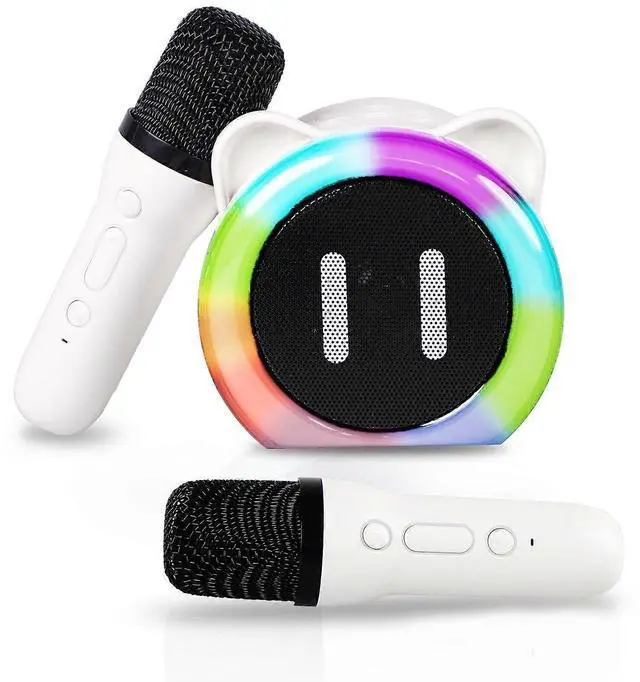 Main image of Ecocleanpath Portable Kids Karaoke Machine with 2 Wireless Mics, Bluetooth Speaker Toy with Lights for Ages 3-12 (White)