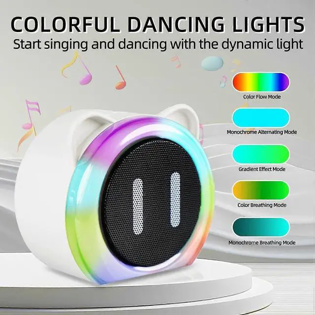 Alt view image 3 of 5 - Ecocleanpath Portable Kids Karaoke Machine with 2 Wireless Mics, Bluetooth Speaker Toy with Lights for Ages 3-12 (White)