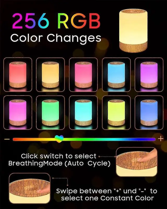 Alt view image 2 of 5 - Ecocleanpath Smart Touch Night Light for Kids - Dimmable RGB LED, USB Rechargeable & Portable Bedside Lamp