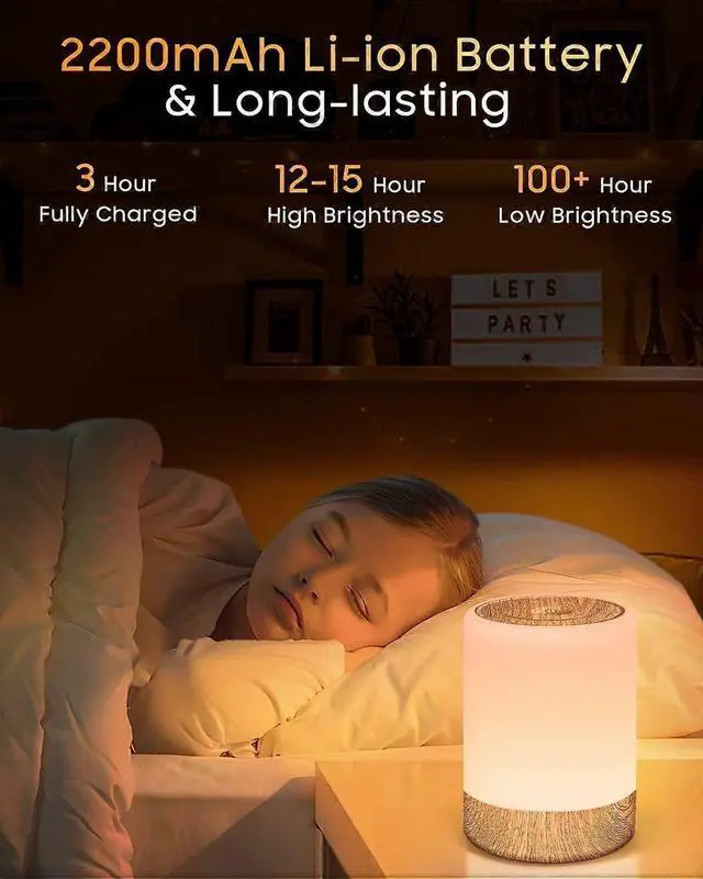 Alt view image 4 of 5 - Ecocleanpath Smart Touch Night Light for Kids - Dimmable RGB LED, USB Rechargeable & Portable Bedside Lamp