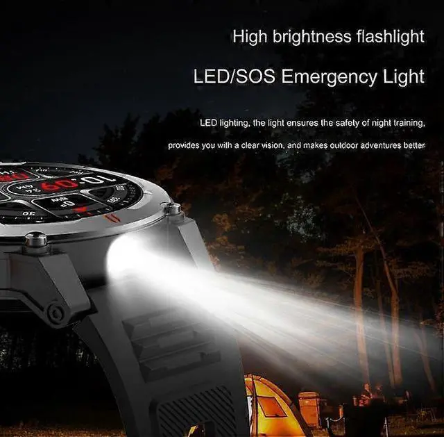 Alt view image 2 of 5 - Ecocleanpath Smartwatch with Flashlight & Bluetooth Calling, 1.52" HD Display, Heart Rate Monitor, Outdoor Sports (Brown)