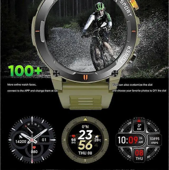 Alt view image 4 of 5 - Ecocleanpath Smartwatch with Flashlight & Bluetooth Calling, 1.52" HD Display, Heart Rate Monitor, Outdoor Sports (Brown)