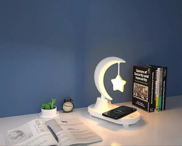 Alt view image 3 of 5 - Ecocleanpath White 3-in-1 LED Night Light with Bluetooth Speaker & Wireless Charging | Multi-Color Mood Lighting