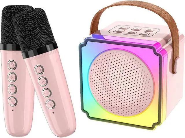 Main image of Ecocleanpath Pink Kids Karaoke Machine with 2 Wireless Mics, HiFi Bluetooth Speaker & RGB Lights for Home Parties