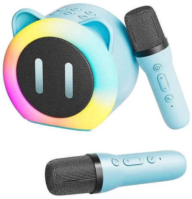 Main image of Ecocleanpath Kids Bluetooth Karaoke Machine with 2 Wireless Mics, Portable Speaker with Lights, TF/USB Support, Birthday Gift (Blue)