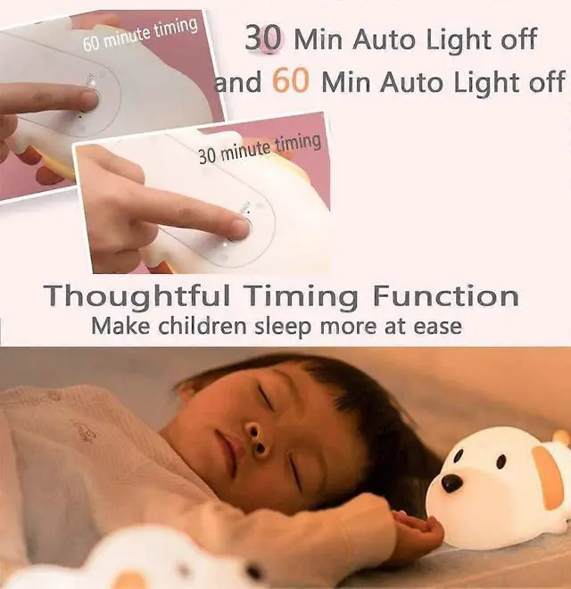 Alt view image 4 of 5 - Ecocleanpath Cute Silicone Dog Night Light for Kids - Dimmable, Rechargeable, Portable Nursery Lamp (White)