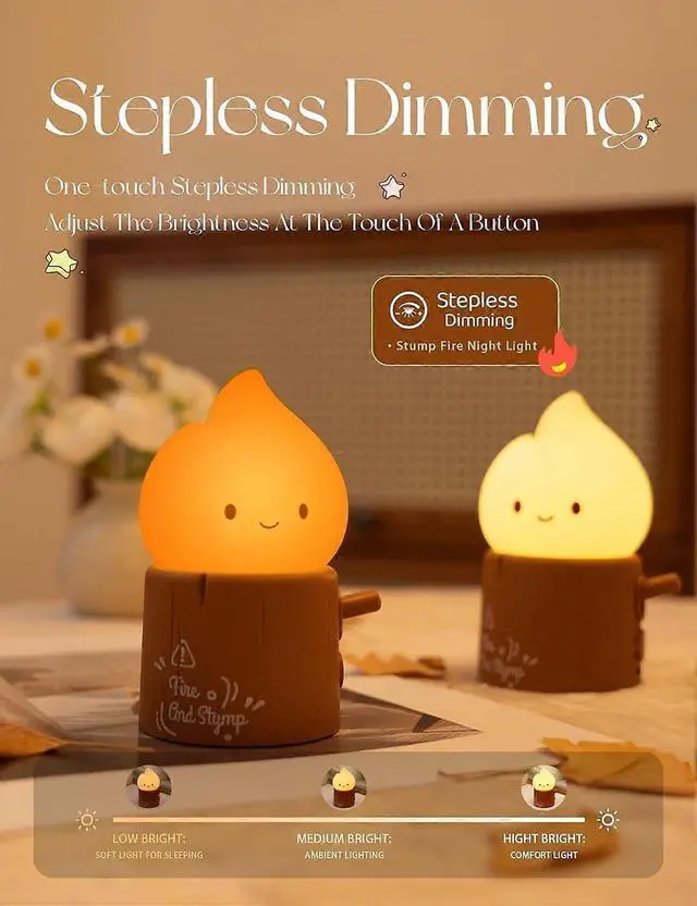 Alt view image 4 of 5 - Ecocleanpath Rechargeable Flameless Candle Lamp - Cute Brown LED Night Light with Stepless Dimming & Timer