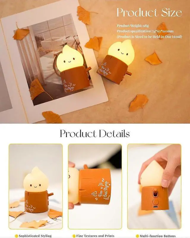 Alt view image 5 of 5 - Ecocleanpath Rechargeable Flameless Candle Lamp - Cute Brown LED Night Light with Stepless Dimming & Timer